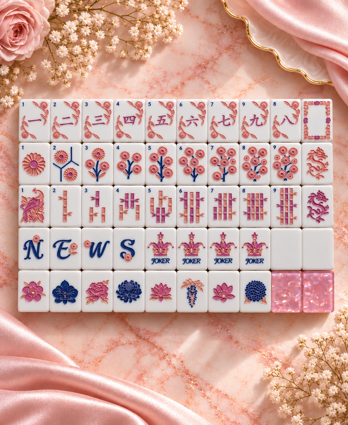 Blush Opal American Mahjong Tiles