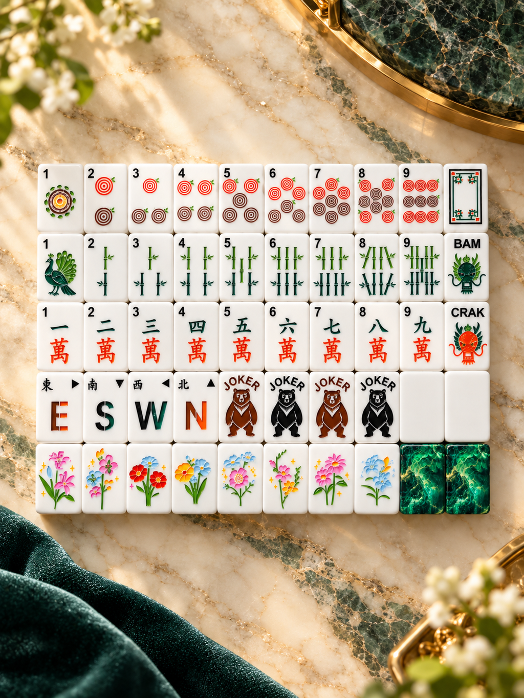 Emerald Storm American Mahjong Tiles