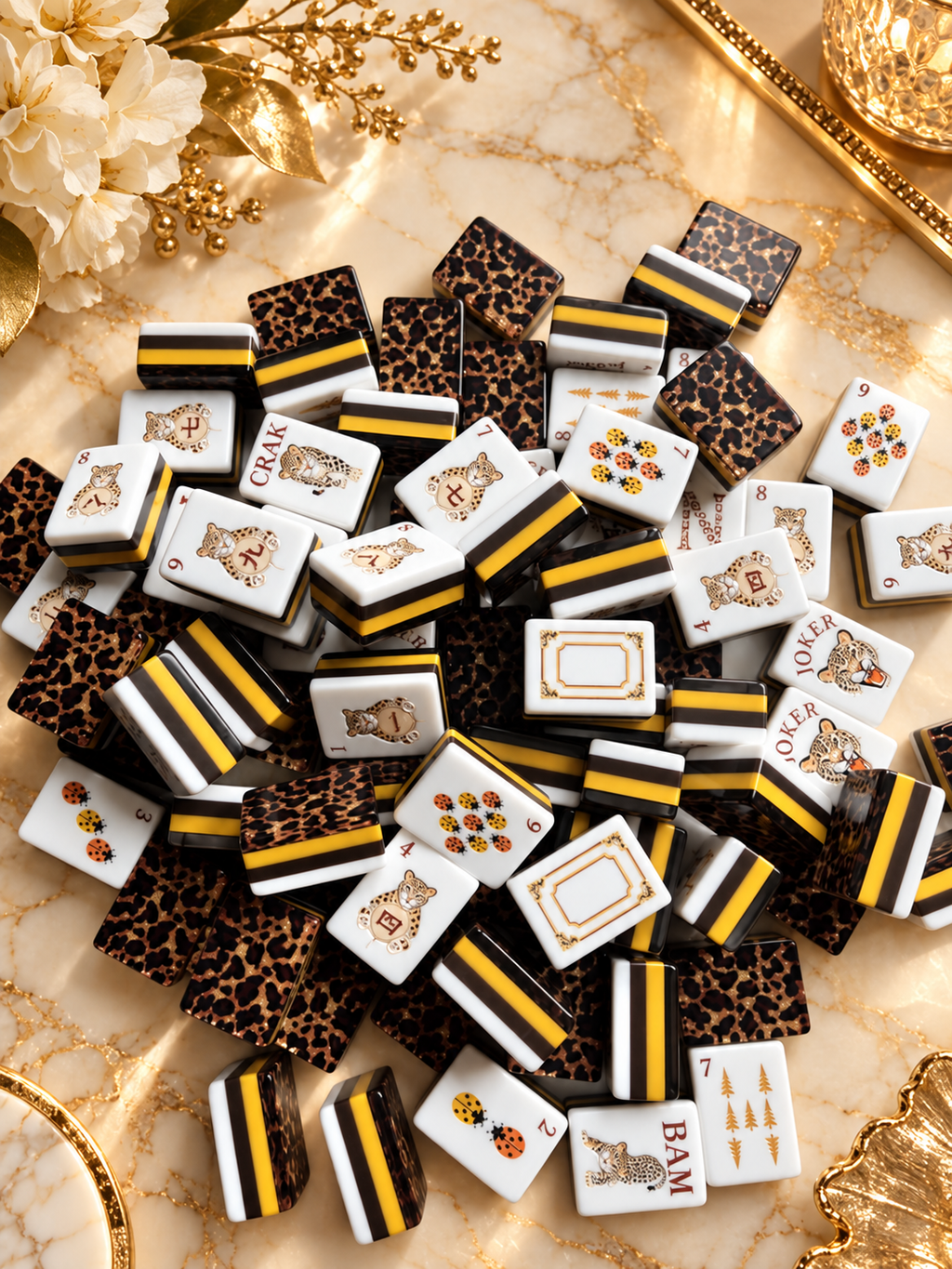 Golden Leopard American Mahjong Tiles
