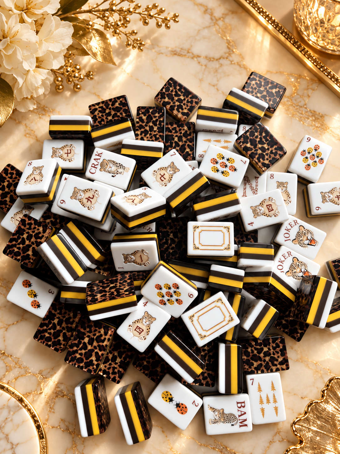 Golden Leopard American Mahjong Tiles