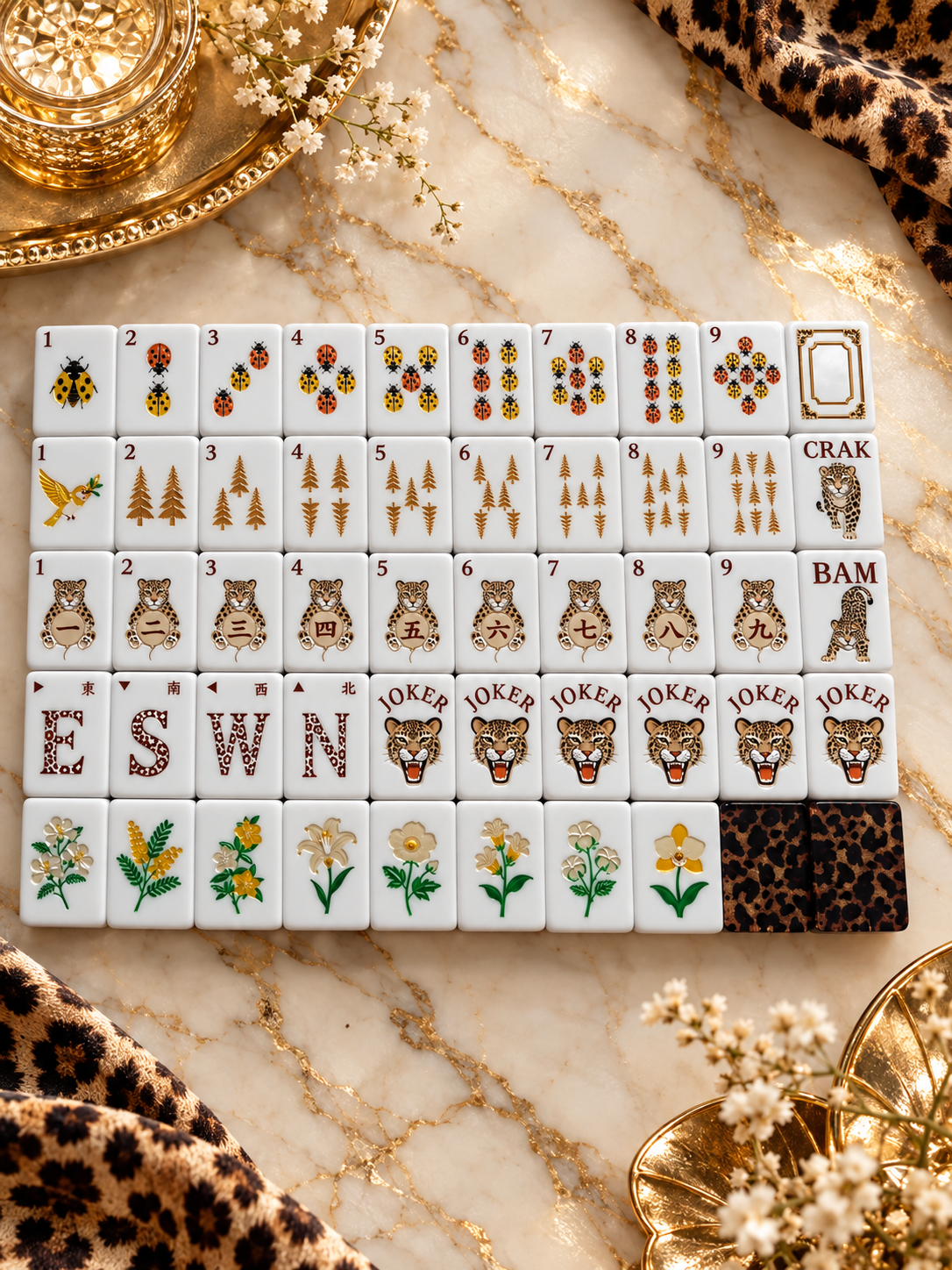 Golden Leopard American Mahjong Tiles