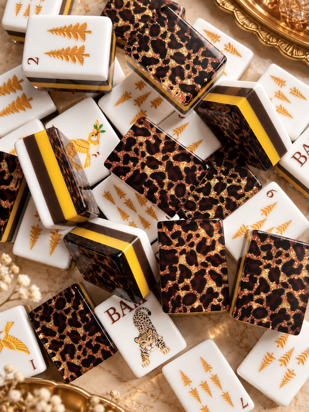 Golden Leopard American Mahjong Tiles