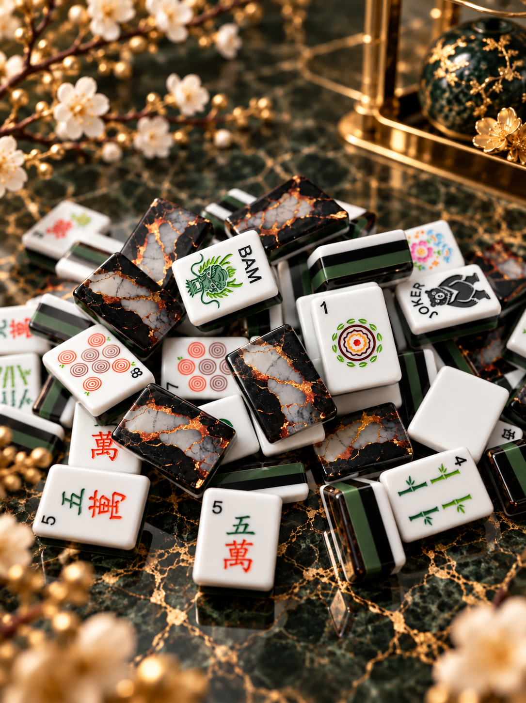 Obsidian Garden American Mahjong Tiles