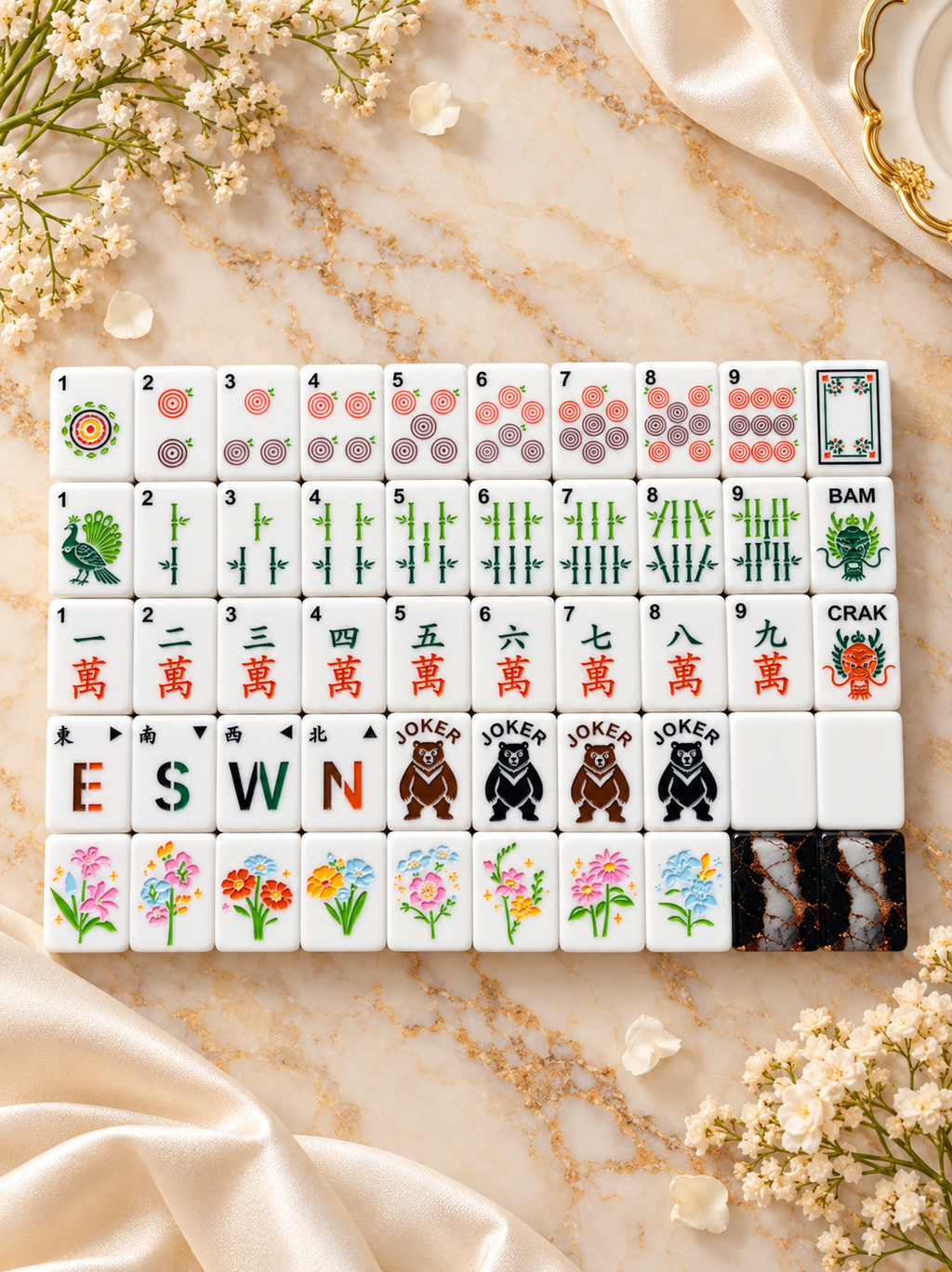 Obsidian Garden American Mahjong Tiles