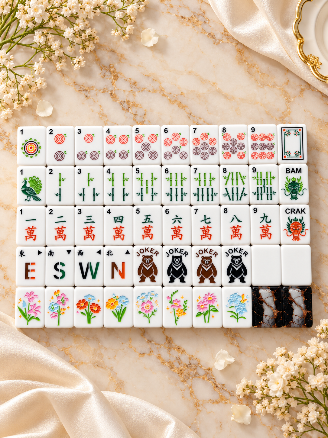Obsidian Garden American Mahjong Tiles