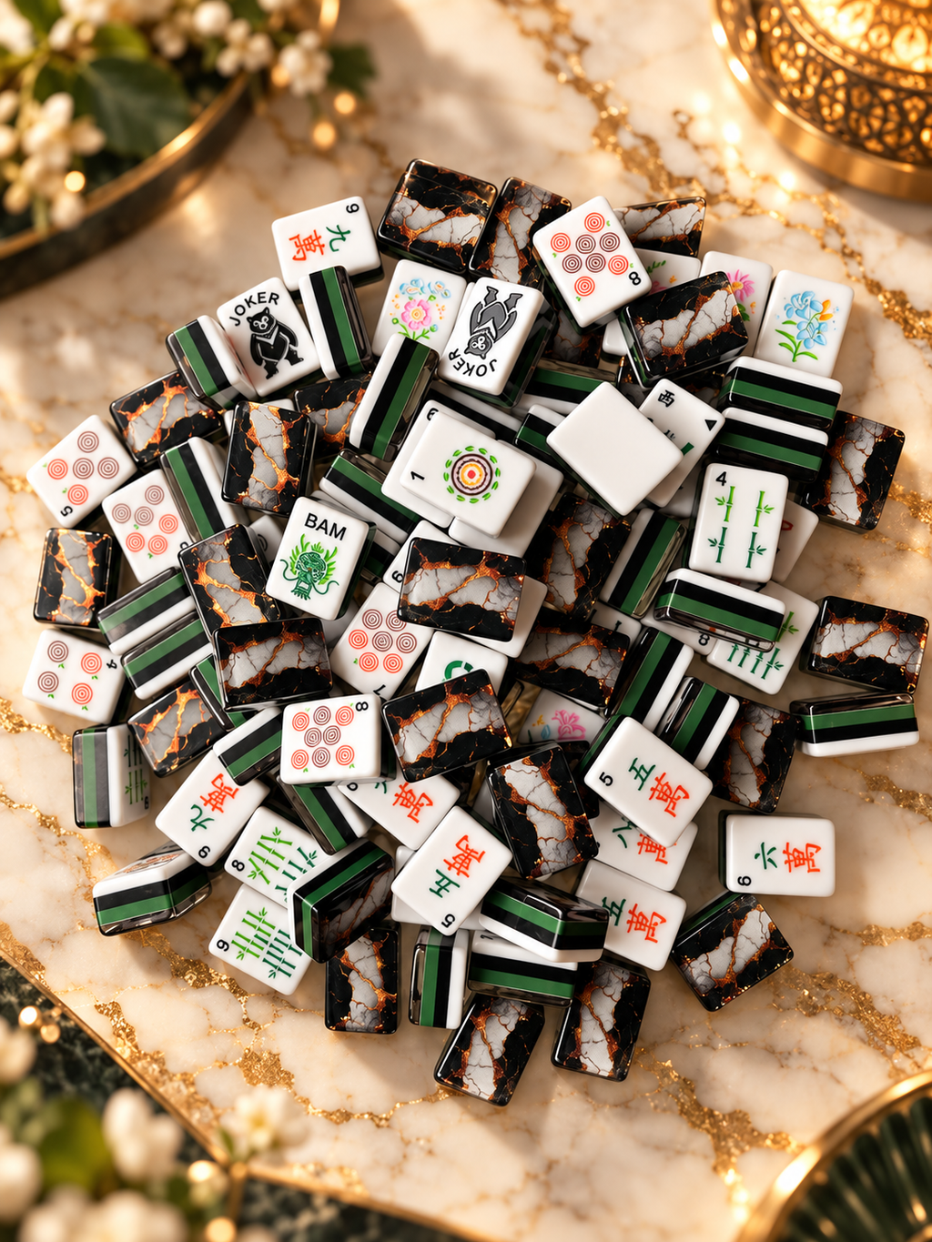 Obsidian Garden American Mahjong Tiles