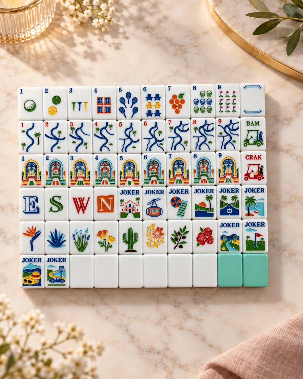 Palm Springs American Mahjong Tiles