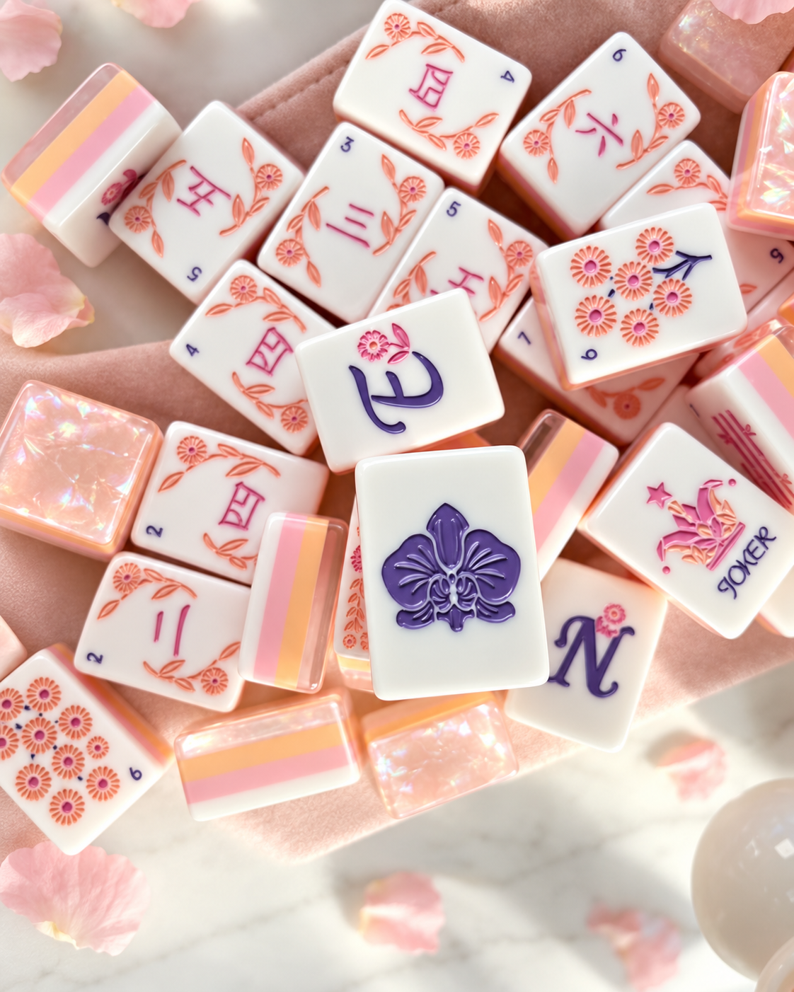Peach Blossom American Mahjong Tiles