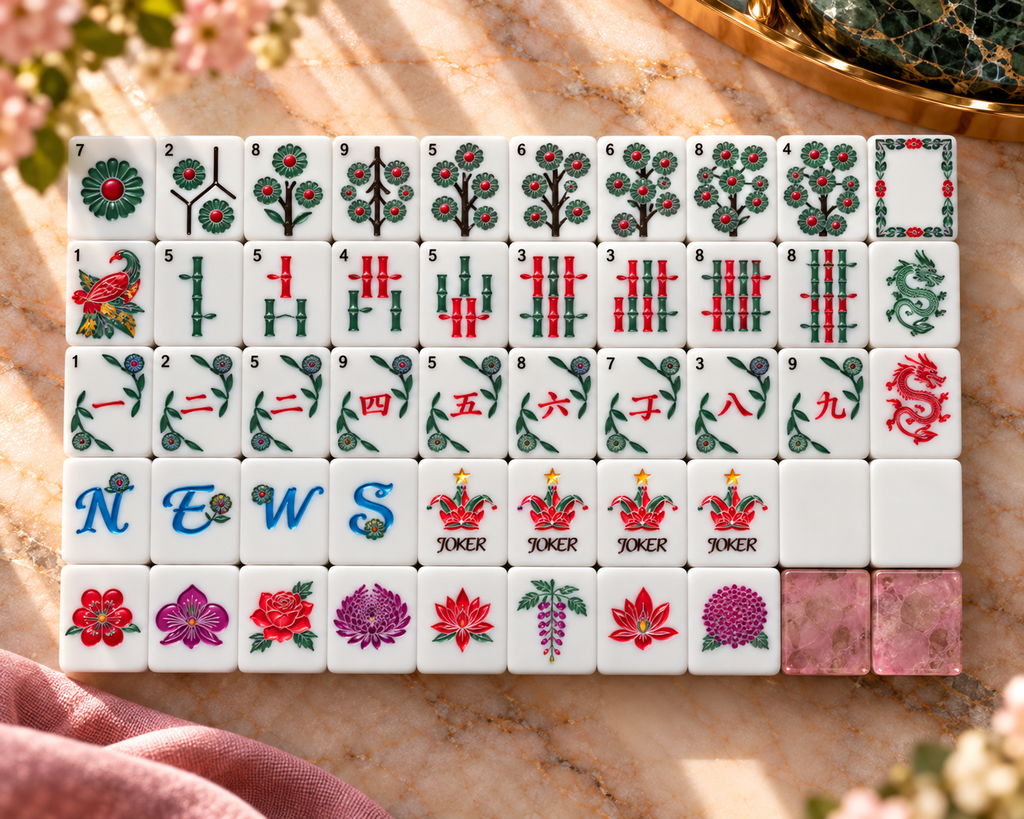 Vintage Rose American Mahjong Tiles