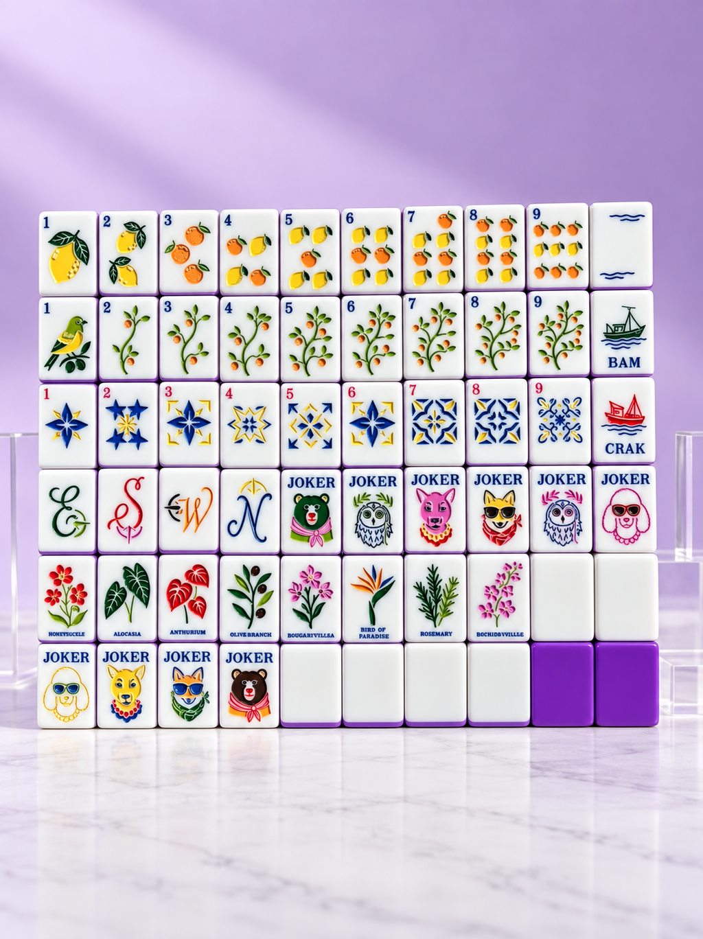 Lavender Citrus American Mahjong Tiles