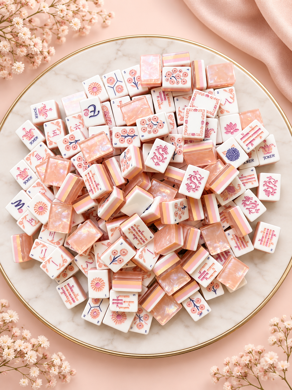 Peach Blossom American Mahjong Tiles