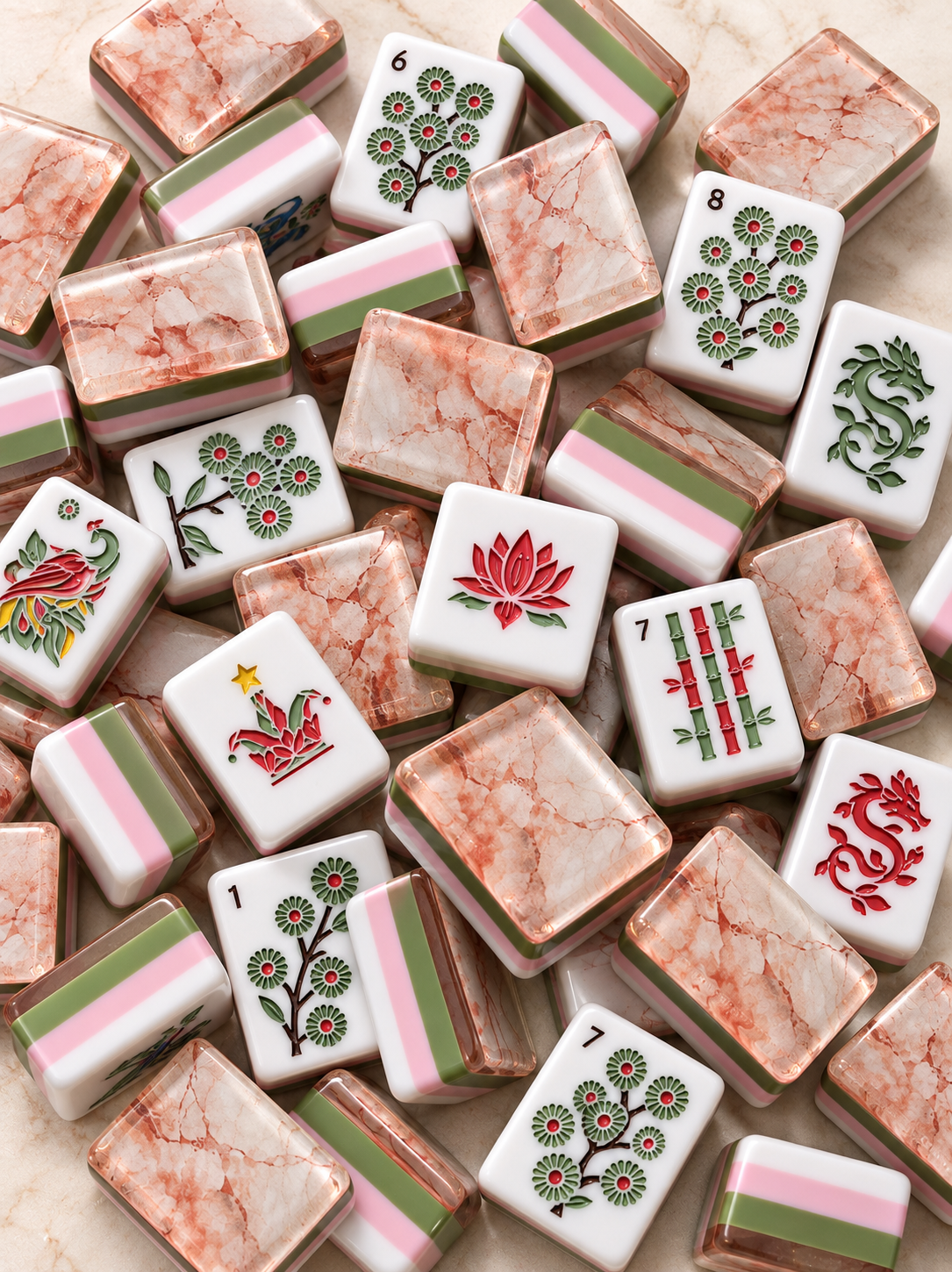 Rose Jade American Mahjong Tiles